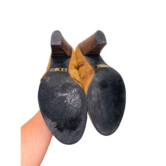 Clark “Heath Woodlark” Brown Distressed Leather Stacked Heel Ankle Booties 9M - Picture 10 of 12